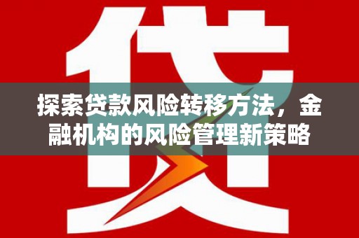 洪洞探索贷款风险转移方法，金融机构的风险管理新策略