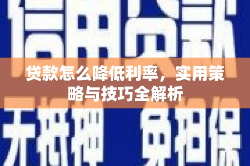 洪洞贷款怎么降低利率，实用策略与技巧全解析