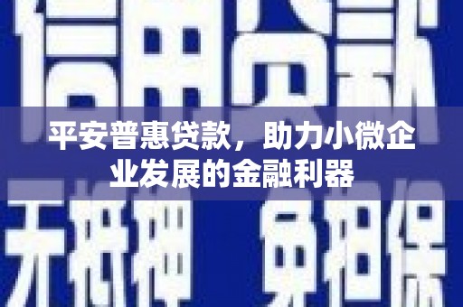 洪洞平安普惠贷款，助力小微企业发展的金融利器